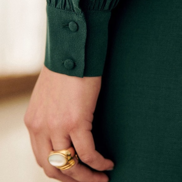 Sézane: Chlo Shirt - Bottle Green - Size 4 - Picture 3 of 8